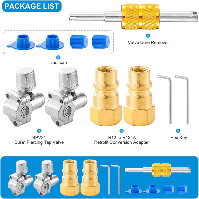 Tigbear AC Retrofit Valve Kit, Retrofit Valve Kit, R12 to R134A Conversion Adapter with BPV31 Bullet Piercing Valve for HVAC Refrigerant System R12 R22 R502 R134A (Retrofit Valve + Adapter) - Image 5